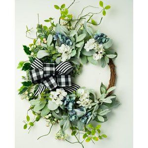 20in Artificial Lambs Ear Wreath for Home Decoration